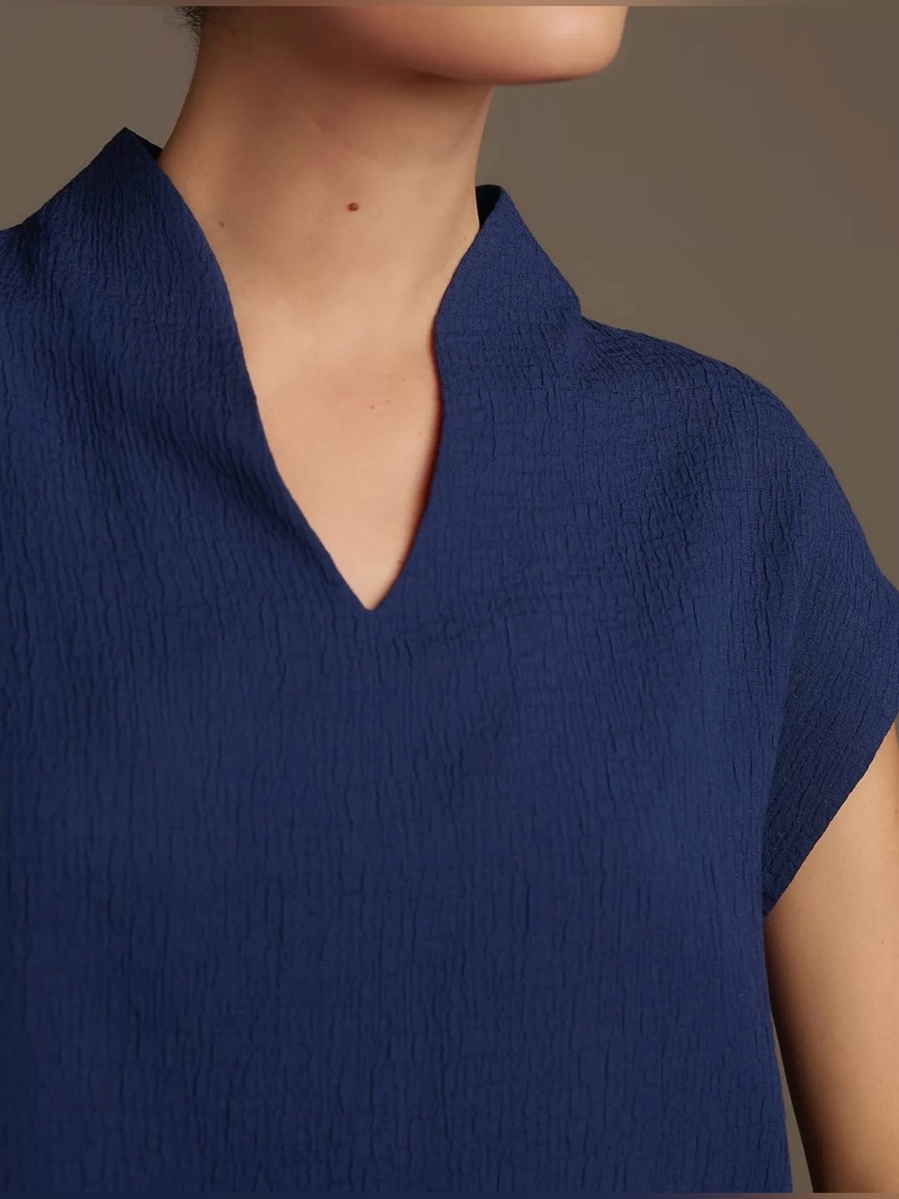 Anthropologie: Maeve Short-Sleeve Textured Popover Blouse XL - Picture 2 of 4